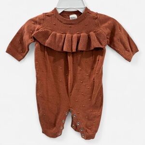 Charming Ruffle Kids Footie in Warm Brown